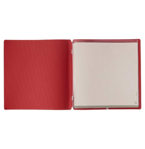 Porta Menu QUADRATO (23x23,1 cm) senza etichetta 2 buste (4 facciate) elastico rosso JUTA BICOLOR