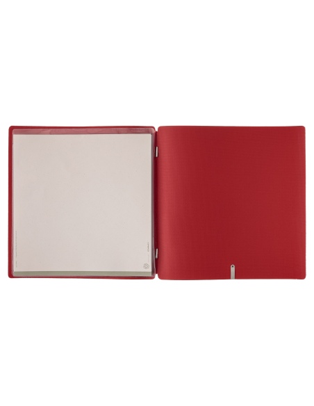 Porta Menu QUADRATO (23x23,1 cm) senza etichetta 2 buste (4 facciate) elastico rosso JUTA BICOLOR
