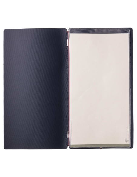 Porta Menu A4 SLIM (17,4x31,8 cm) senza etichetta 2 buste (4 facciate) elastico rosso JUTA BLU