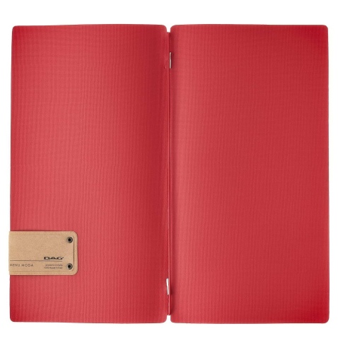 Porta Menu A4 SLIM (17,4x31,8 cm) etichetta PATCH "personalizzata" (minimo 18 pezzi) solo elastico rosso JUTA BICOLOR