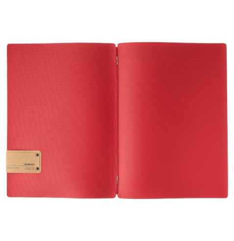 Porta Menu A4 (23,2x31,8 cm) etichetta PATCH "personalizzata" (minimo 18 pezzi) solo elastico rosso JUTA BICOLOR