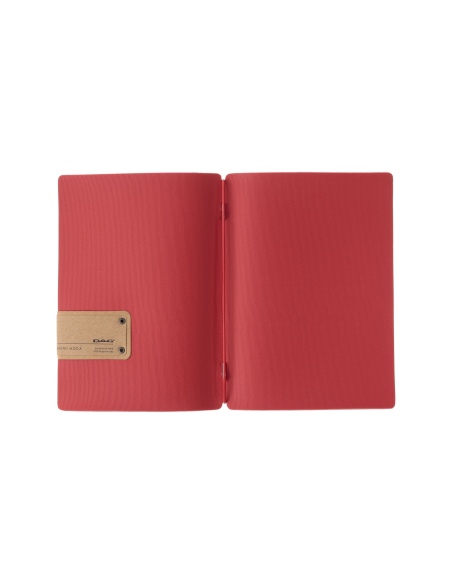 Porta Menu A5 (16,5x23,1 cm) etichetta PATCH "personalizzata" (minimo 18 pezzi) solo elastico rosso JUTA BICOLOR