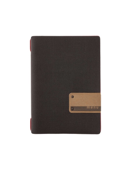 Porta Menu A5 (16,5x23,1 cm) etichetta PATCH "menu" solo elastico rosso JUTA BICOLOR