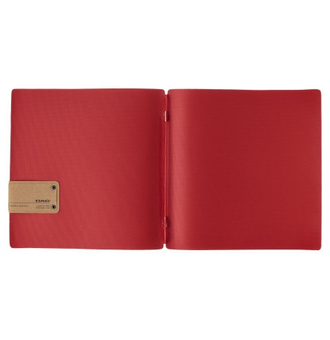 Porta Menu QUADRATO (23x23,1 cm) etichetta PATCH "menu" solo elastico rosso JUTA BICOLOR