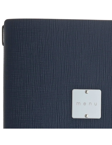 Porta Menu A4 (23,2x31,8 cm) etichetta METAL "menu" 2 buste (4 facciate) elastico nero CHEF BLU