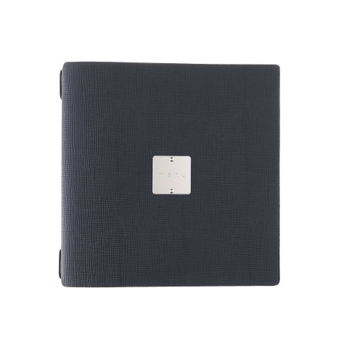 Porta Menu QUADRATO (23x23,1 cm) etichetta METAL "menu" 2 buste (4 facciate) elastico nero CHEF BLU