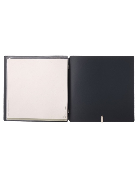 Porta Menu QUADRATO (23x23,1 cm) etichetta METAL "menu" 2 buste (4 facciate) elastico nero CHEF BLU