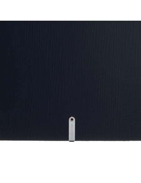 Porta Menu A4 SLIM (17,4x31,8 cm) etichetta METAL "personalizzata" (minimo 18 pezzi) 2 buste (4 facciate) elastico nero CHEF BLU