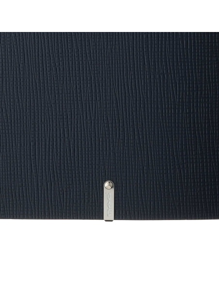 Porta Menu A4 SLIM (17,4x31,8 cm) etichetta METAL "personalizzata" (minimo 18 pezzi) 2 buste (4 facciate) elastico nero CHEF BLU