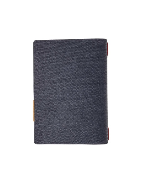 Porta Menu A5 (16,5x23,1 cm) etichetta PATCH "menu" 2 buste (4 facciate) elastico rosso JUTA BLU