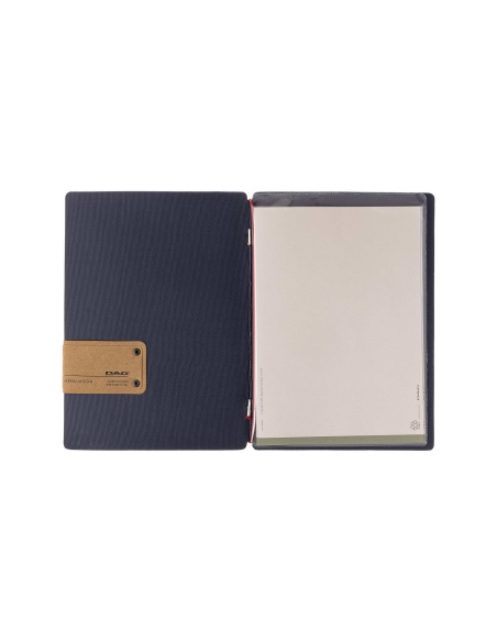 Porta Menu A5 (16,5x23,1 cm) etichetta PATCH "menu" 2 buste (4 facciate) elastico rosso JUTA BLU