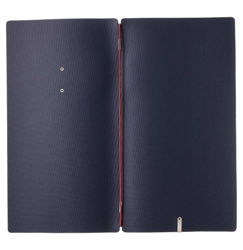 Porta Menu A4 SLIM (17,4x31,8 cm) etichetta METAL "menu" solo elastico rosso JUTA BLU