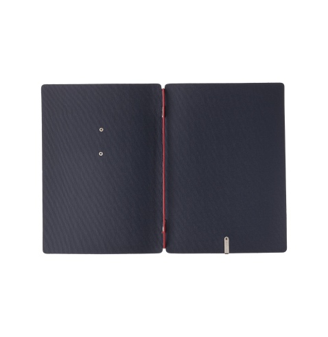 Porta Menu A5 (16,5x23,1 cm) etichetta METAL "menu" solo elastico rosso JUTA BLU