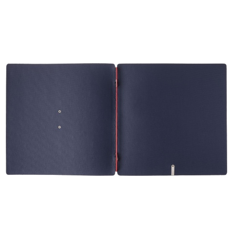 Porta Menu QUADRATO (23x23,1 cm) etichetta METAL "menu" solo elastico rosso JUTA BLU