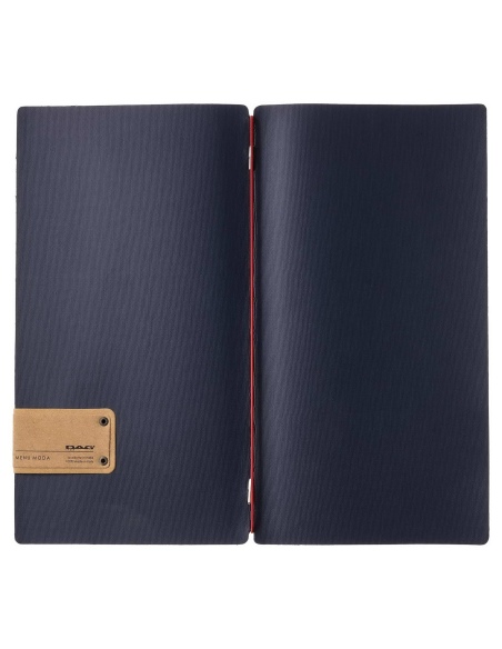 Porta Menu A4 SLIM (17,4x31,8 cm) etichetta PATCH "menu" solo elastico rosso JUTA BLU