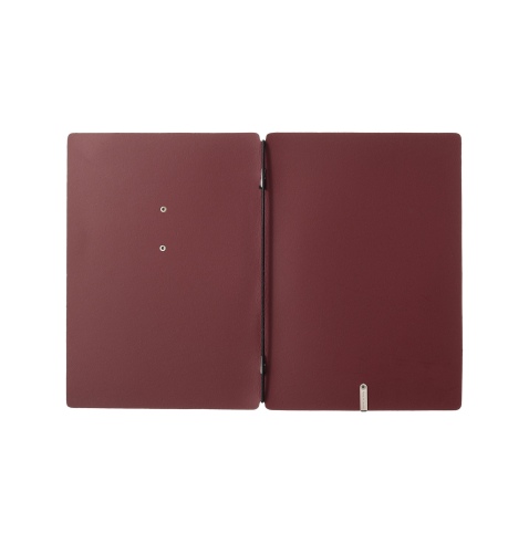 Porta Menu A5 (16,5x23,1 cm) etichetta METAL "personalizzata" (minimo 18 pezzi) solo elastico nero CHEF BORDEAUX