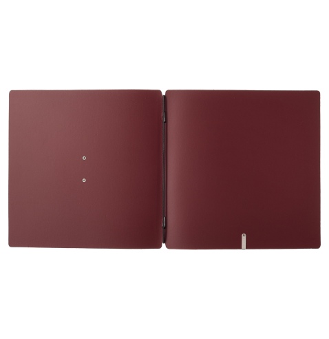 Porta Menu QUADRATO (23x23,1 cm) etichetta METAL "personalizzata" (minimo 18 pezzi) solo elastico nero CHEF BORDEAUX