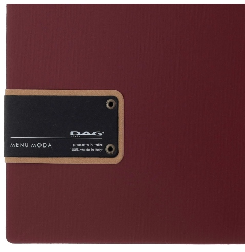 Porta Menu A4 SLIM (17,4x31,8 cm) etichetta PATCH "personalizzata" (minimo 18 pezzi) solo elastico nero CHEF BORDEAUX
