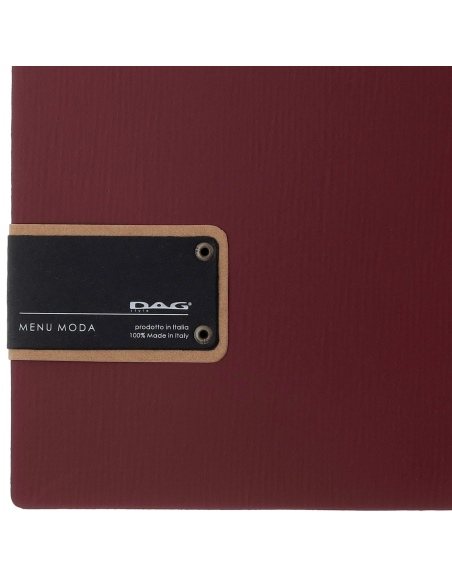 Porta Menu A4 SLIM (17,4x31,8 cm) etichetta PATCH "personalizzata" (minimo 18 pezzi) solo elastico nero CHEF BORDEAUX