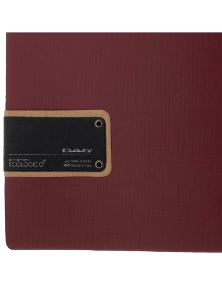 Porta Menu A4 (23,2x31,8 cm) etichetta PATCH "personalizzata" (minimo 18 pezzi) solo elastico nero CHEF BORDEAUX