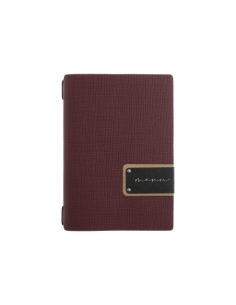 Porta Menu A5 (16,5x23,1 cm) etichetta PATCH "personalizzata" (minimo 18 pezzi) solo elastico nero CHEF BORDEAUX