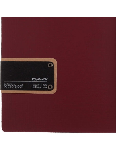 Porta Menu A5 (16,5x23,1 cm) etichetta PATCH "menu" solo elastico nero CHEF BORDEAUX