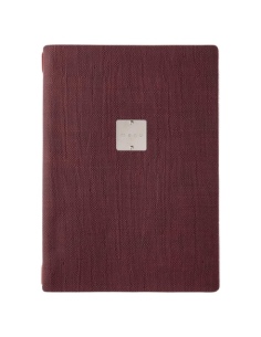Porta Menu A4 (23,2x31,8 cm) etichetta METAL "menu" 2 buste (4 facciate) elastico rosso JUTA BORDEAUX