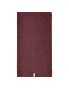 Porta Menu A4 SLIM (17,4x31,8 cm) etichetta METAL "personalizzata" (minimo 18 pezzi) 2 buste (4 facciate) elastico rosso JUTA BO 2