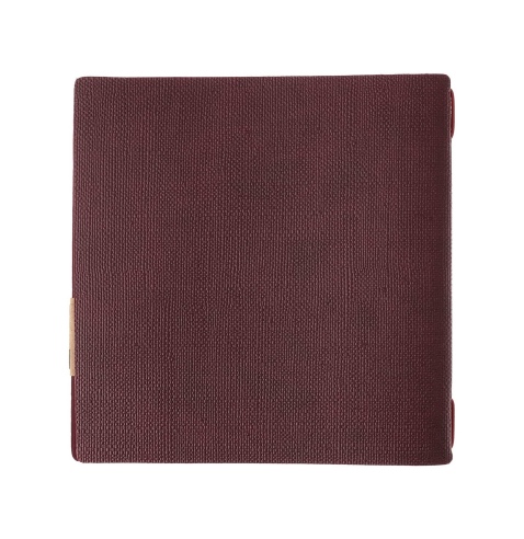 Porta Menu QUADRATO (23x23,1 cm) etichetta PATCH "personalizzata" (minimo 18 pezzi) 2 buste (4 facciate) elastico rosso JUTA BOR