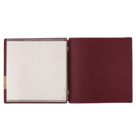 Porta Menu QUADRATO (23x23,1 cm) etichetta PATCH "personalizzata" (minimo 18 pezzi) 2 buste (4 facciate) elastico rosso JUTA BOR