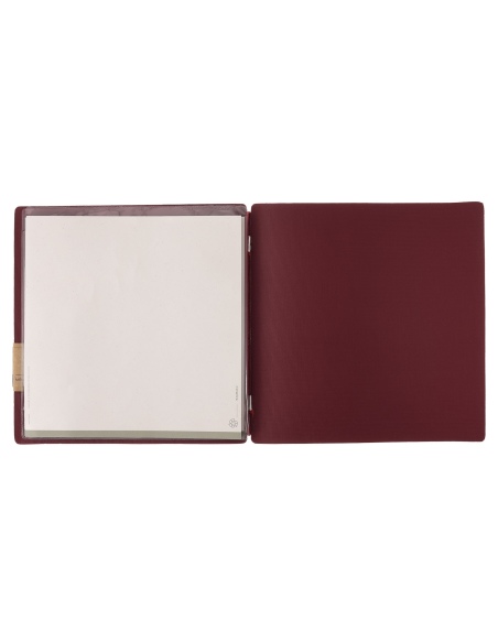 Porta Menu QUADRATO (23x23,1 cm) etichetta PATCH "personalizzata" (minimo 18 pezzi) 2 buste (4 facciate) elastico rosso JUTA BOR