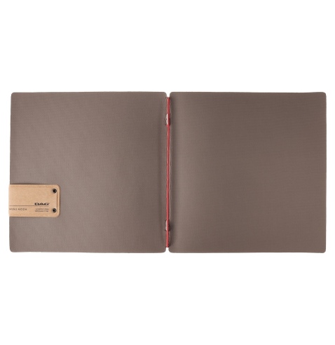 Porta Menu QUADRATO (23x23,1 cm) etichetta PATCH "menu" solo elastico rosso JUTA GRIGIO