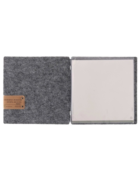 Porta Menu QUADRATO (23x23,1 cm) etichetta PATCH "personalizzata" (minimo 18 pezzi) 2 buste (4 facciate) elastico nero GO-GREEN 