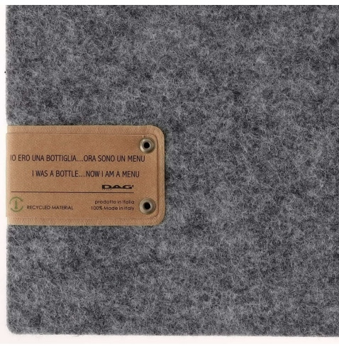 Porta Menu QUADRATO (23x23,1 cm) etichetta PATCH "personalizzata" (minimo 18 pezzi) 2 buste (4 facciate) elastico nero GO-GREEN 