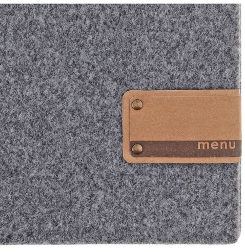 Porta Menu A4 (23,2x31,8 cm) etichetta PATCH "menu" 2 buste (4 facciate) elastico nero GO-GREEN GRIGIO