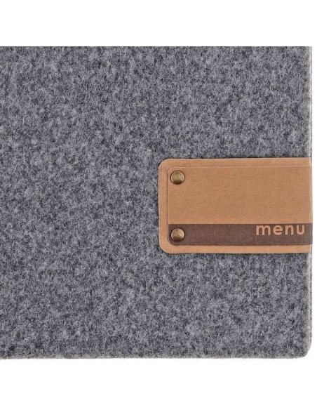 Porta Menu A4 (23,2x31,8 cm) etichetta PATCH "menu" 2 buste (4 facciate) elastico nero GO-GREEN GRIGIO