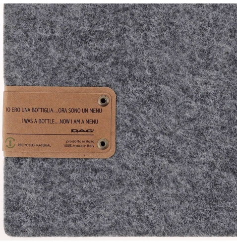 Porta Menu A4 (23,2x31,8 cm) etichetta PATCH "menu" 2 buste (4 facciate) elastico nero GO-GREEN GRIGIO
