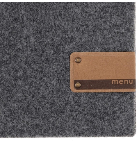 Porta Menu QUADRATO (23x23,1 cm) etichetta PATCH "menu" 2 buste (4 facciate) elastico nero GO-GREEN GRIGIO