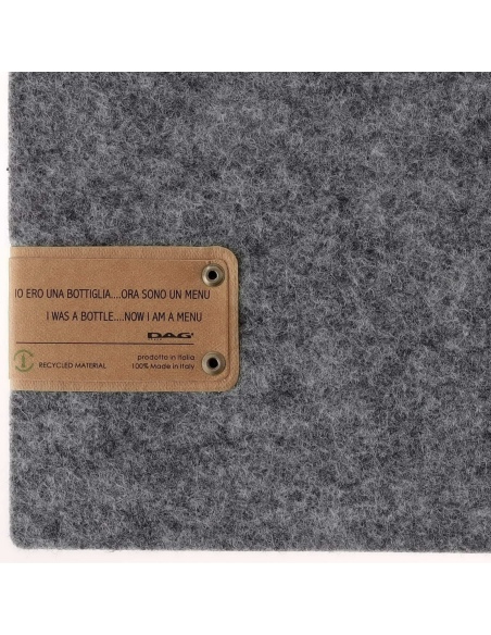Porta Menu QUADRATO (23x23,1 cm) etichetta PATCH "menu" 2 buste (4 facciate) elastico nero GO-GREEN GRIGIO