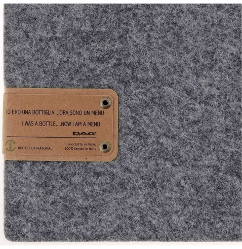 Porta Menu A4 (23,2x31,8 cm) etichetta PATCH "personalizzata" (minimo 18 pezzi) solo elastico nero GO-GREEN GRIGIO