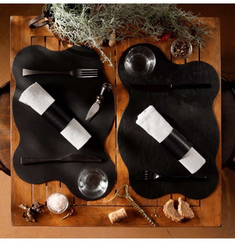 TOVAGLIETTE TAPPETINI D'ARREDO 44x29 cm BLOB pezzo singolo BULL NERO sp. 3,0