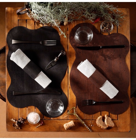 TOVAGLIETTE TAPPETINI D'ARREDO 44x29 cm BLOB pezzo singolo SUGHERO NERO sp. 2.5