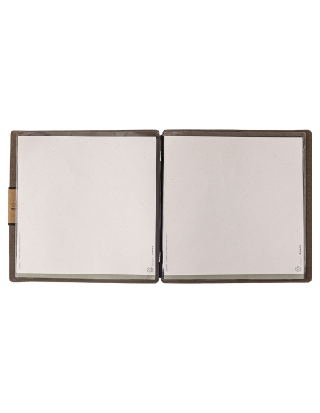 Porta Menu QUADRATO (23x23,1 cm) etichetta PATCH "menu" 2 buste (4 facciate) elastico nero ECOMENU MARRONE sp. 0.6