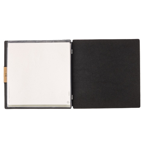 Porta Menu QUADRATO (23x23,1 cm) etichetta PATCH "personalizzata" (minimo 18 pezzi) 2 buste (4 facciate) elastico nero ECOMENU N