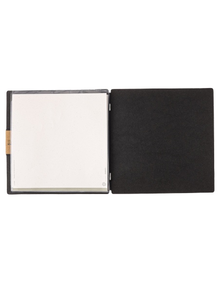 Porta Menu QUADRATO (23x23,1 cm) etichetta PATCH "menu" 2 buste (4 facciate) elastico nero ECOMENU NERO sp. 0.6