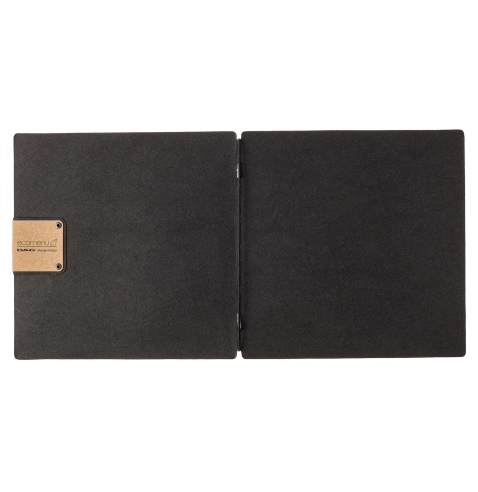 Porta Menu QUADRATO (23x23,1 cm) etichetta PATCH "personalizzata" (minimo 18 pezzi) solo elastico nero ECOMENU NERO sp. 0.6