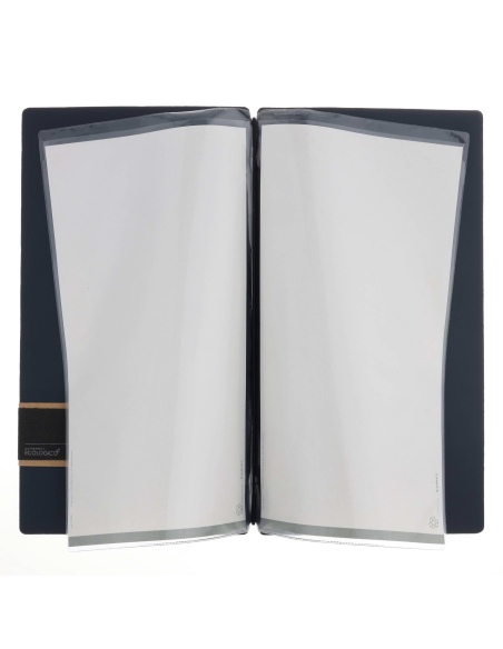 Porta Menu A4 SLIM (17,4x31,8 cm) etichetta PATCH "personalizzata" (minimo 18 pezzi) 2 buste (4 facciate) elastico nero CHEF BLU
