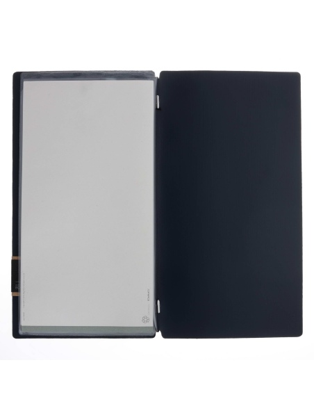 Porta Menu A4 SLIM (17,4x31,8 cm) etichetta PATCH "personalizzata" (minimo 18 pezzi) 2 buste (4 facciate) elastico nero CHEF BLU