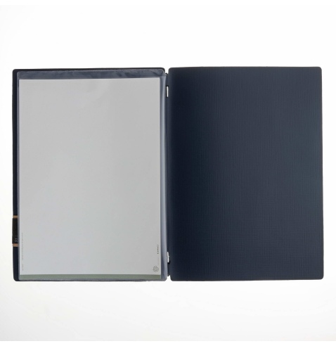 Porta Menu A4 (23,2x31,8 cm) etichetta PATCH "personalizzata" (minimo 18 pezzi) 2 buste (4 facciate) elastico nero CHEF BLU