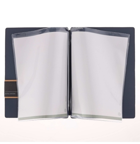 Porta Menu A5 (16,5x23,1 cm) etichetta PATCH "personalizzata" (minimo 18 pezzi) 2 buste (4 facciate) elastico nero CHEF BLU